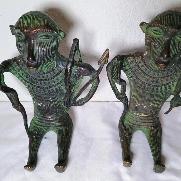 Robb & Stuckey Other - 2x Cast Brass Warrior Monkeys Figurines/Statues - ROBB & STUCKEY - SHIPS FREE